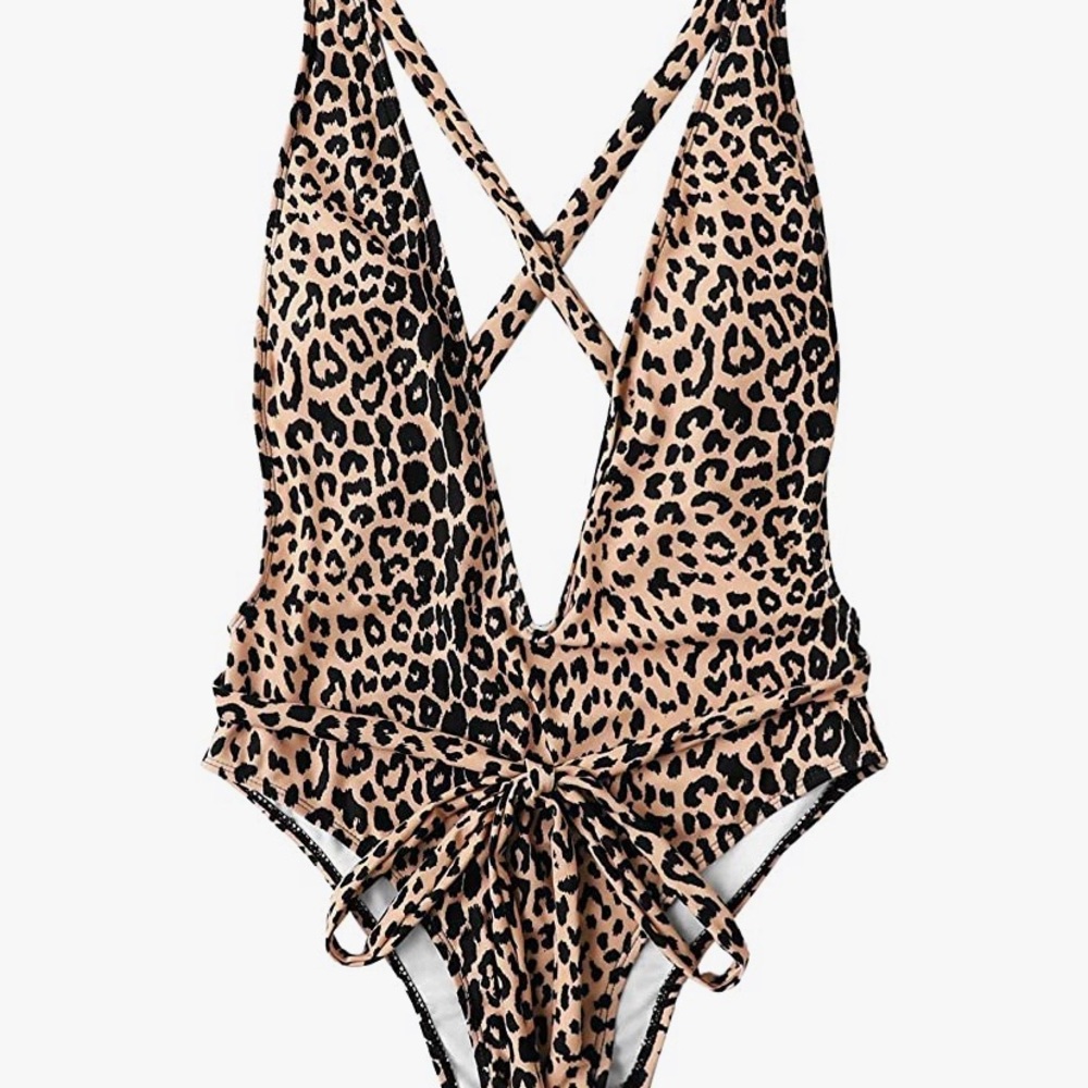 Cheetah print one-piece swimsuit